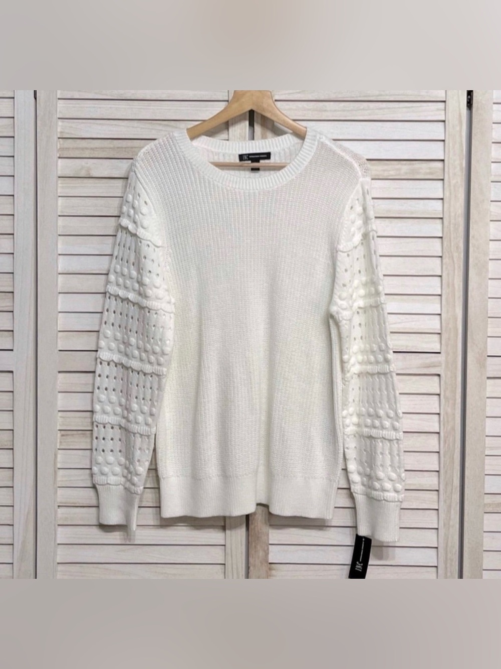 NWT INC International Concepts White Wash Knit Sweater Size XL